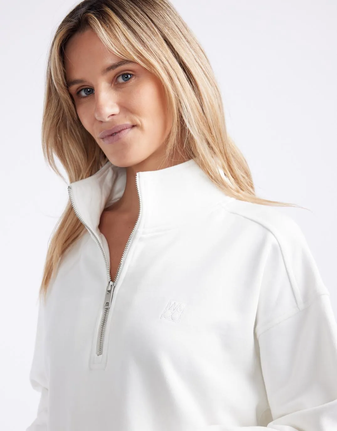 Unwind Half Zip Sweater - White sold by White & Co product image thumbnail 5