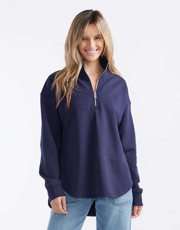 Unwind Half Zip Sweater - Navy sold by White & Co