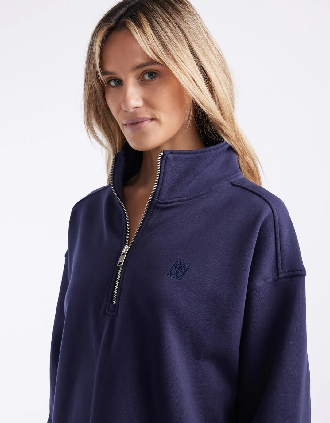 Unwind Half Zip Sweater - Navy sold by White & Co product image thumbnail 2