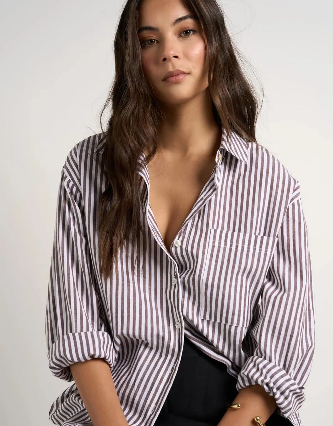 You Got This Oversized Shirt - Chocolate Stripe sold by White & Co product image thumbnail 3