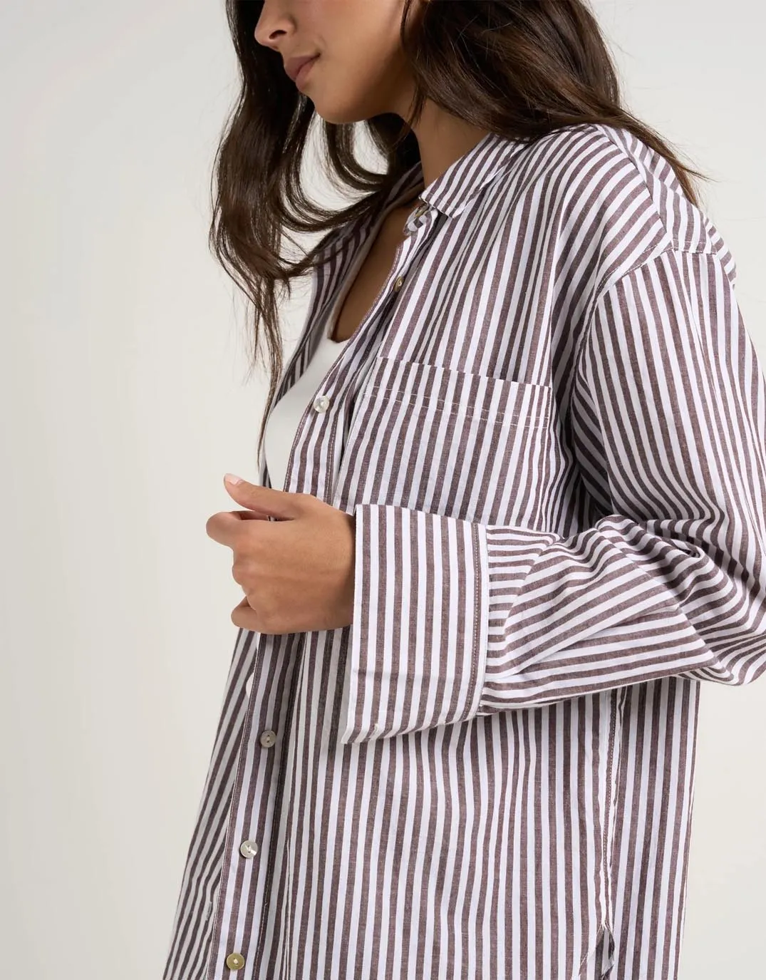 You Got This Oversized Shirt - Chocolate Stripe sold by White & Co product image thumbnail 4