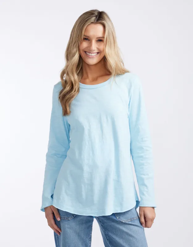 Essential Scoop Hem Long Sleeve T-Shirt - Ice Blue sold by White & Co