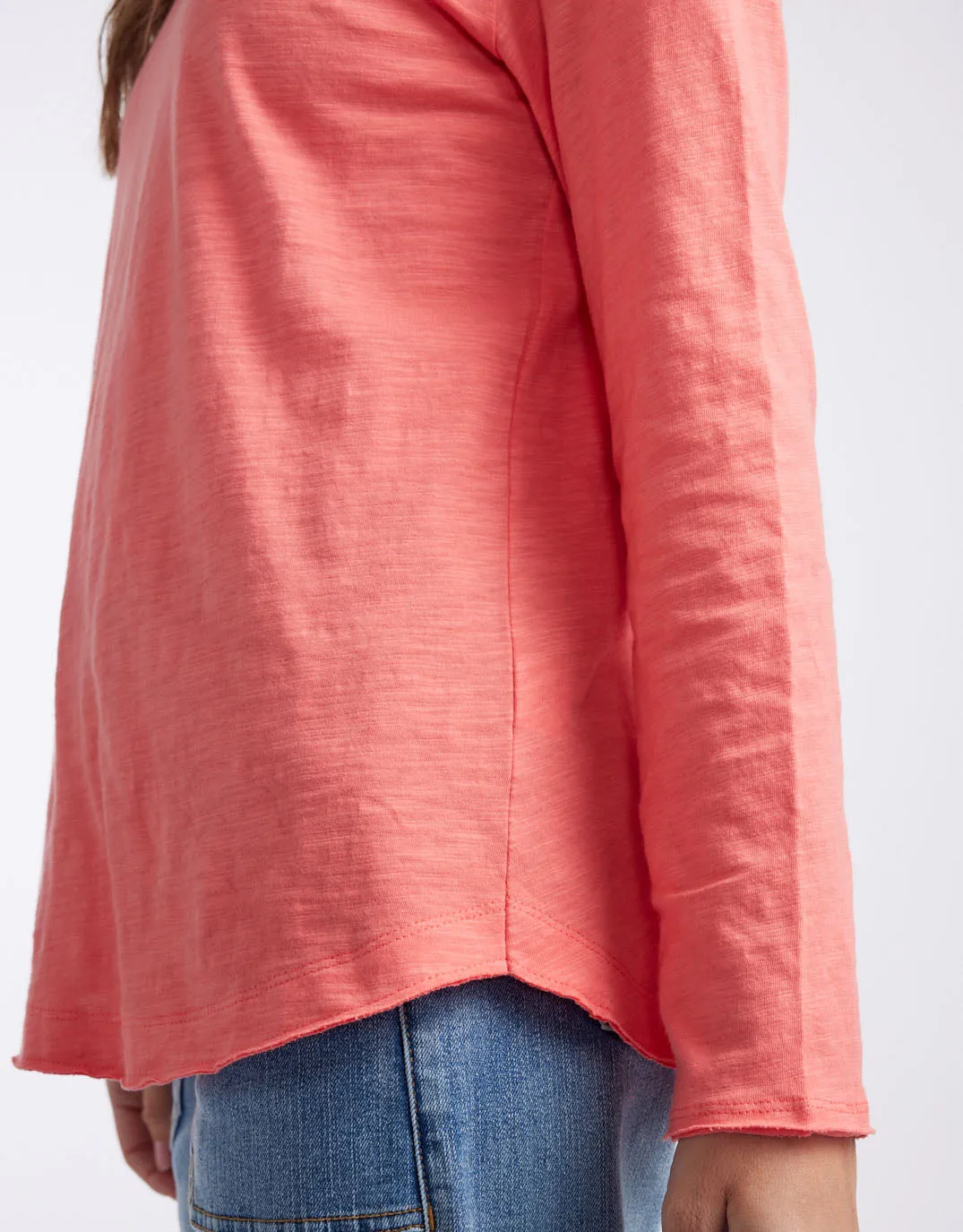 Essential Scoop Hem Long Sleeve T-Shirt - Melon sold by White & Co product image thumbnail 5