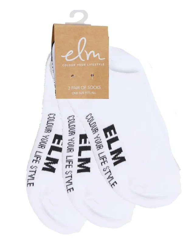 No Show Socks 3 Pack - White sold by White & Co