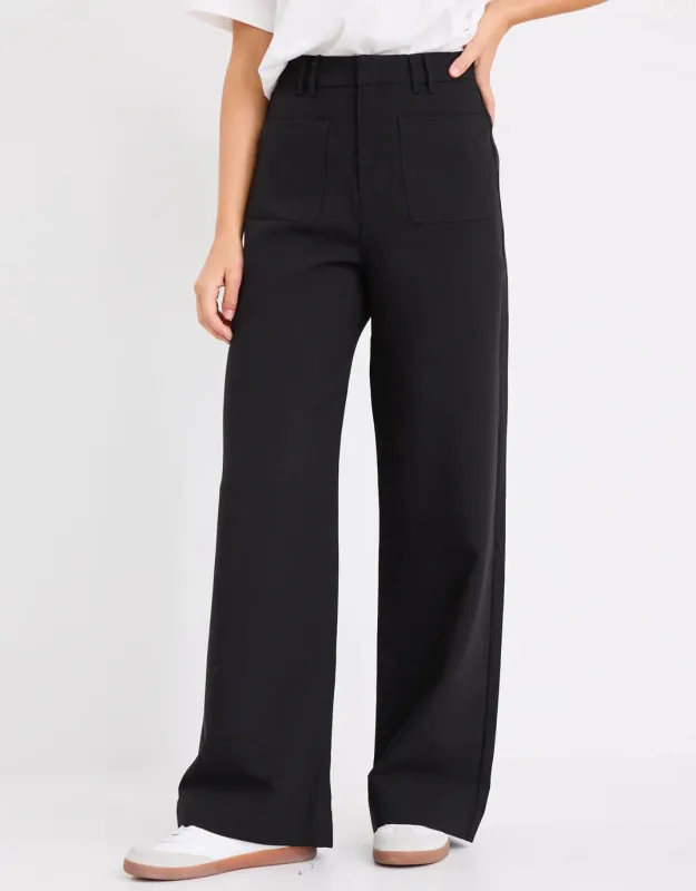 Zoey Tailored Wide Leg Pants - Black sold by White & Co