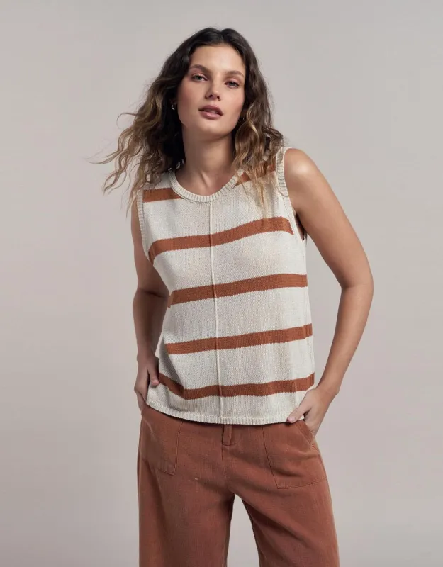Ivy Knit Tank - Natural/Terracotta sold by White & Co