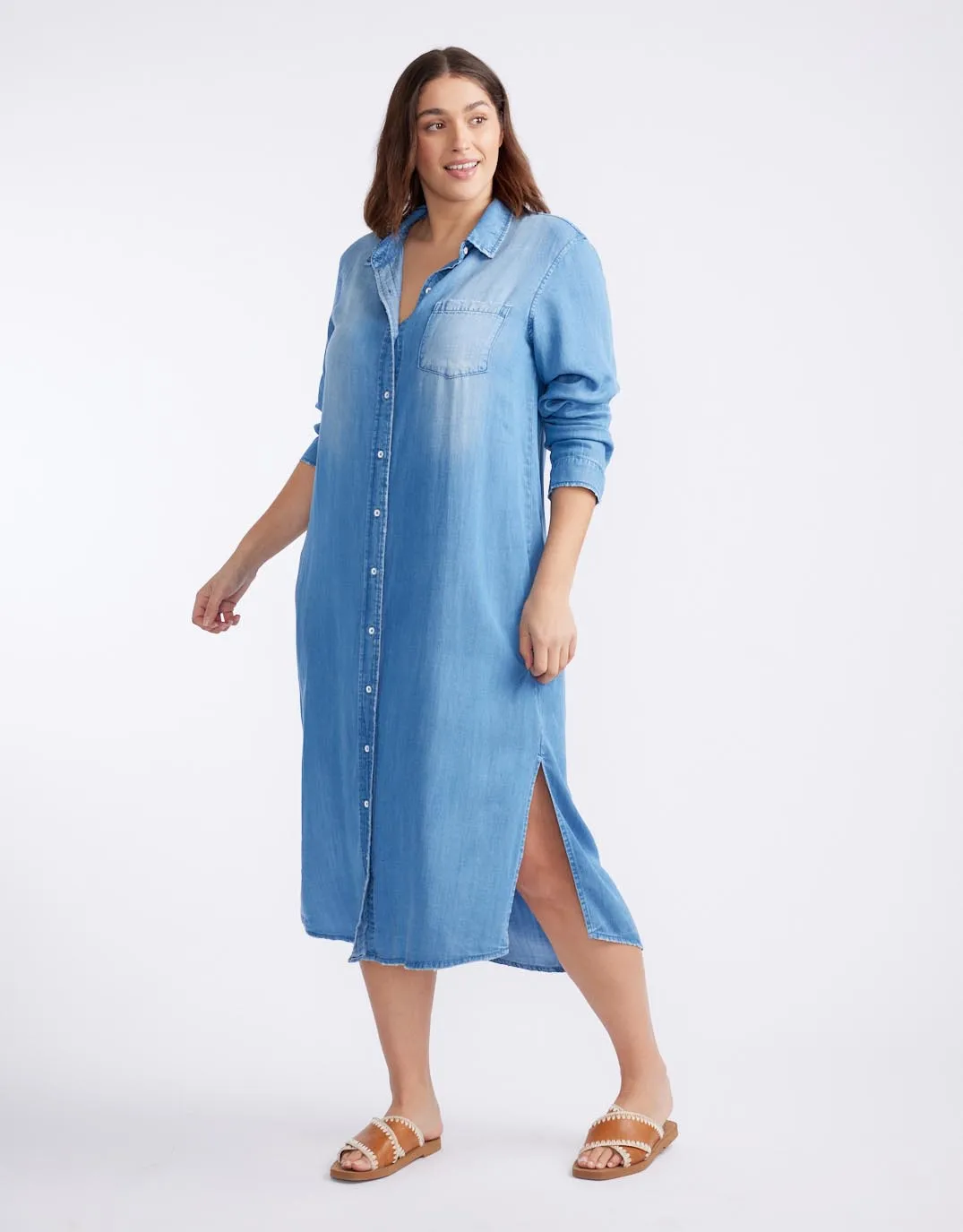 Avery Midi Vintage Denim Dress - Chambray sold by White & Co product image thumbnail 4
