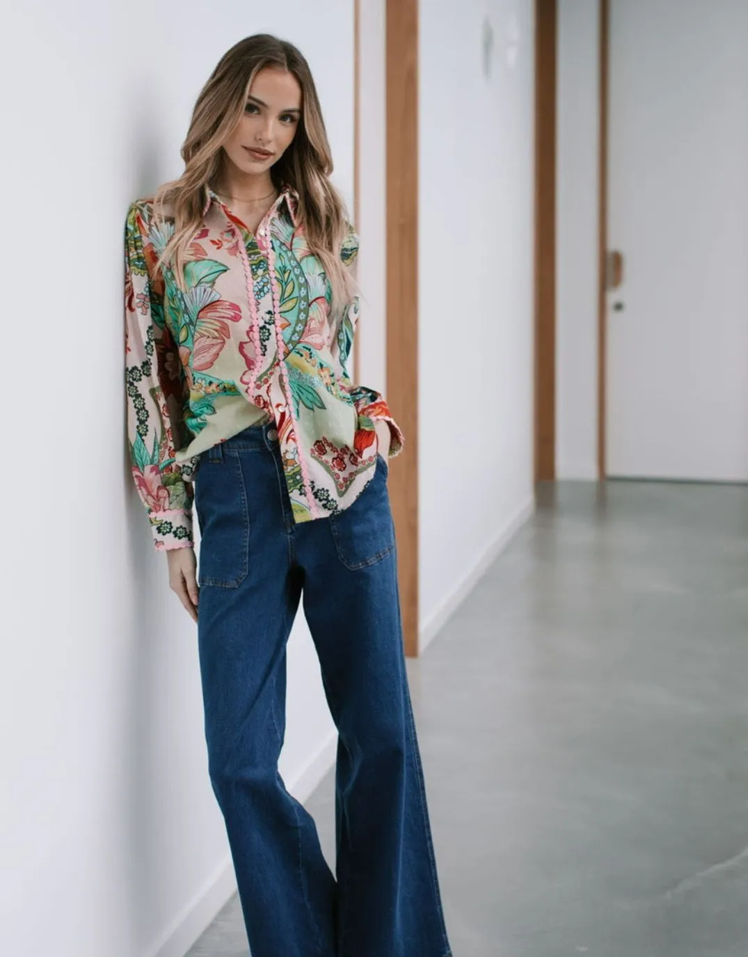 Tropezena Lace Trim Blouse - Pink/Green sold by White & Co product image thumbnail 3