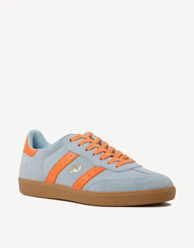 Parallel Suede Sneakers - Pale Blue/Orange sold by White & Co