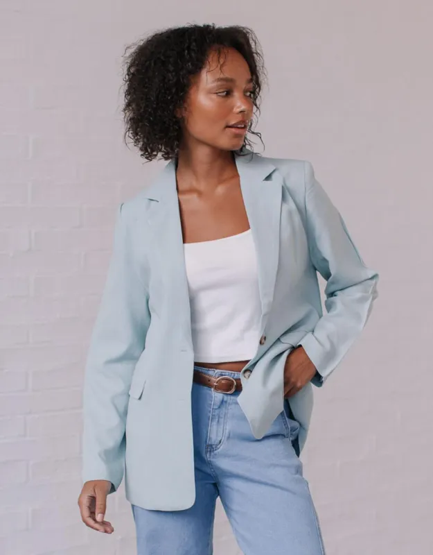 Jolie Cotton Blend Blazer - Blue sold by White & Co