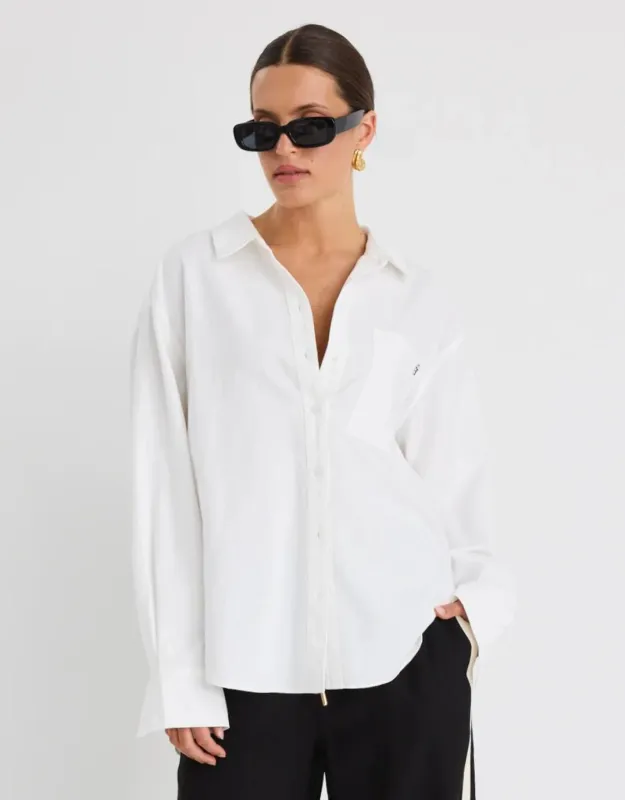 Signature Oxford Oversized Shirt - Ivory sold by White & Co