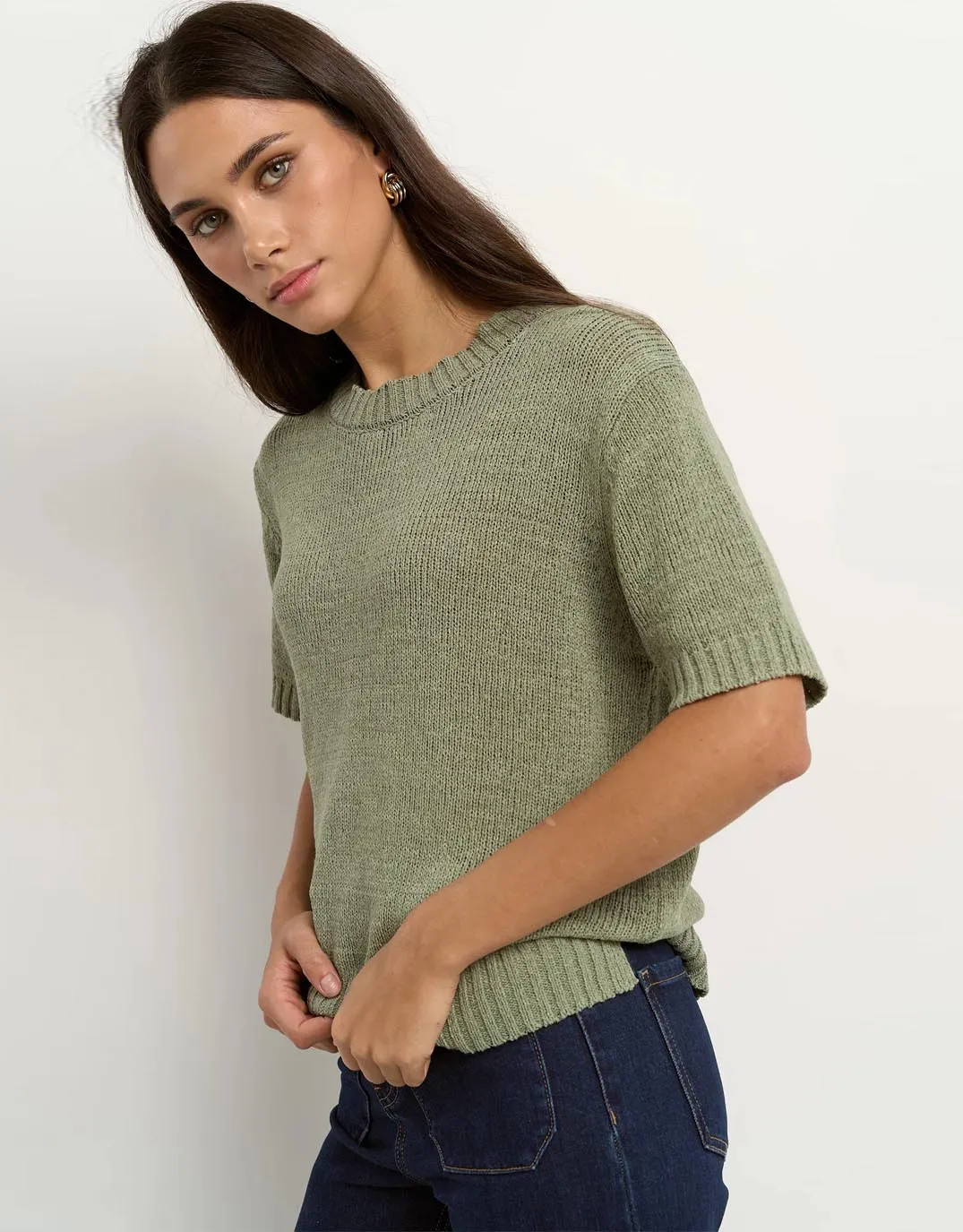 Loveable Tape Yarn Knit Tee - Sage sold by White & Co product image thumbnail 5