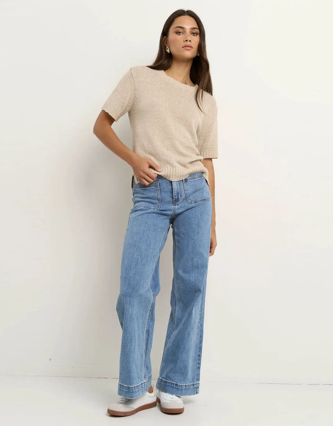 Loveable Tape Yarn Knit Tee - Natural sold by White & Co product image thumbnail 3