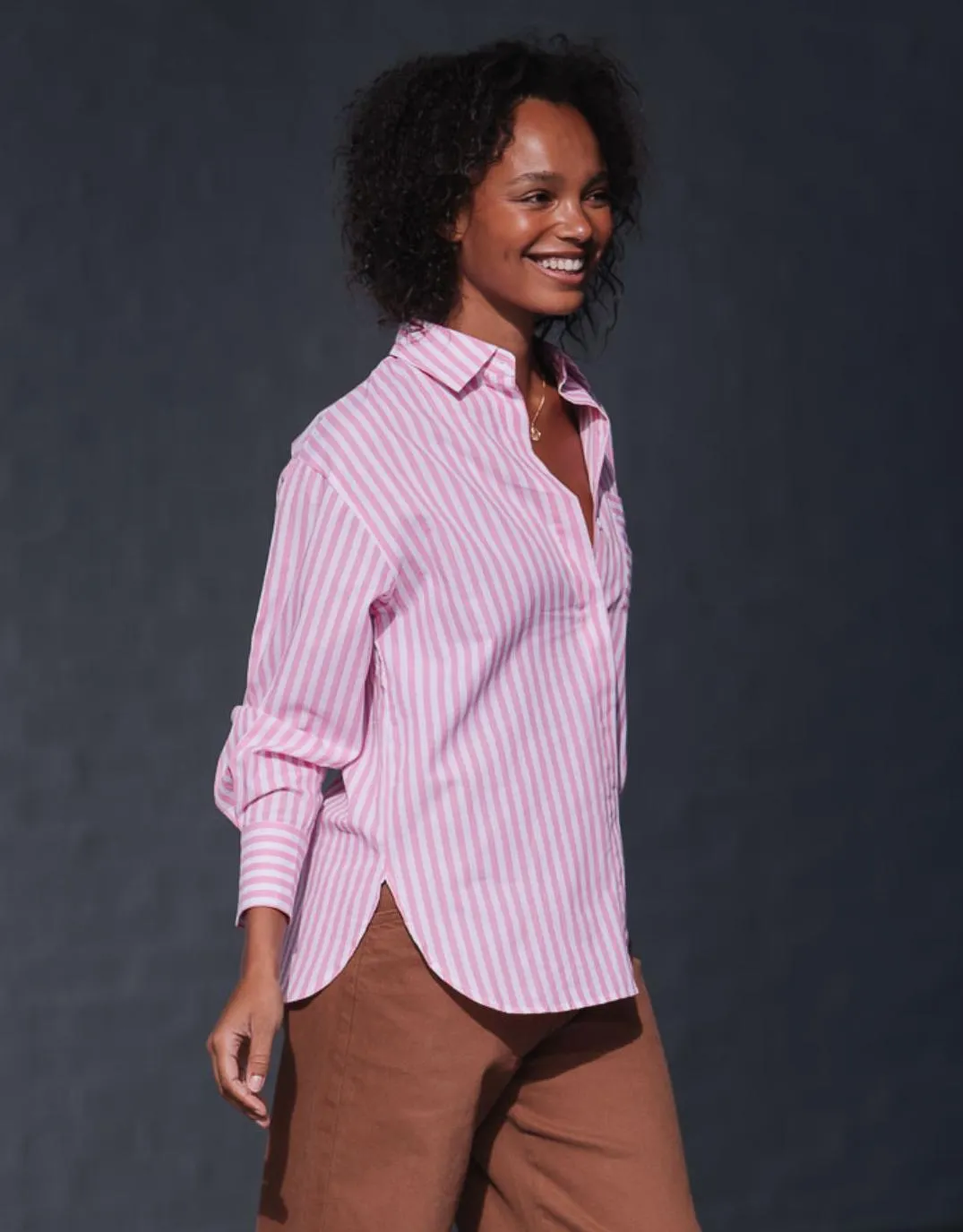 Emerson Stripe Shirt - Pink/White sold by White & Co product image thumbnail 2