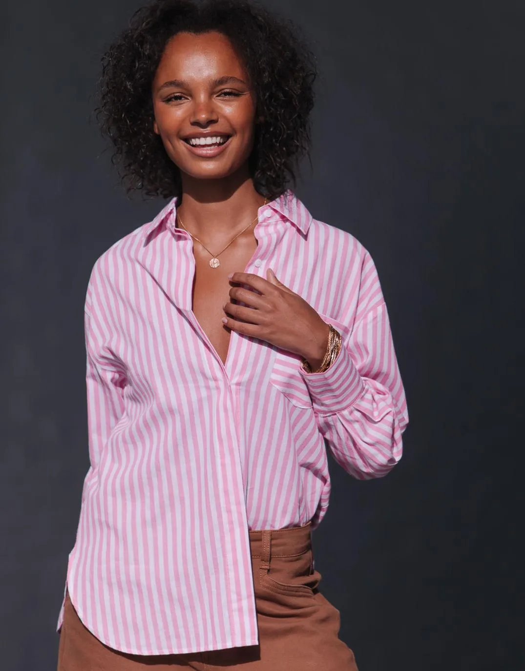 Emerson Stripe Shirt - Pink/White sold by White & Co product image thumbnail 3