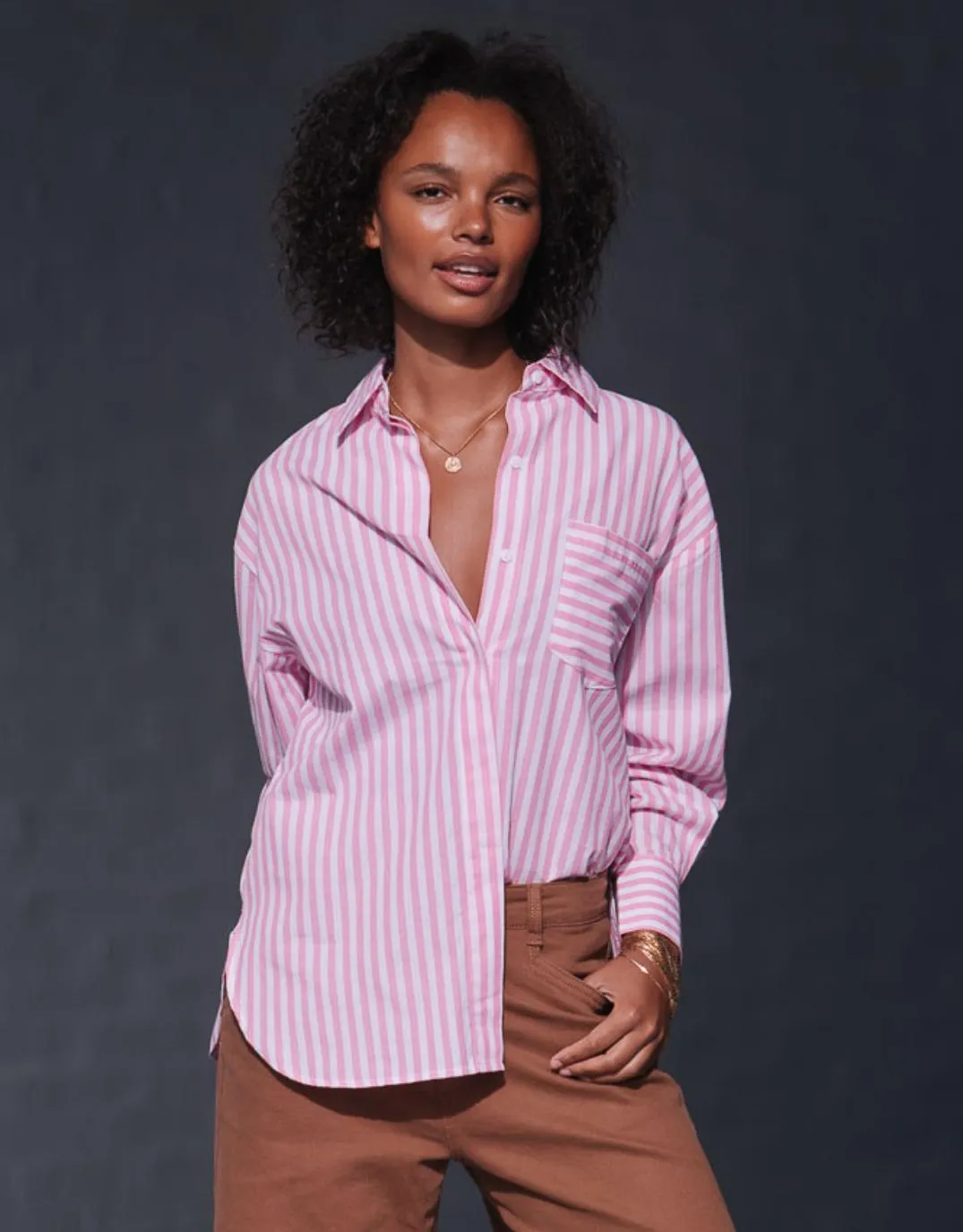 Emerson Stripe Shirt - Pink/White sold by White & Co