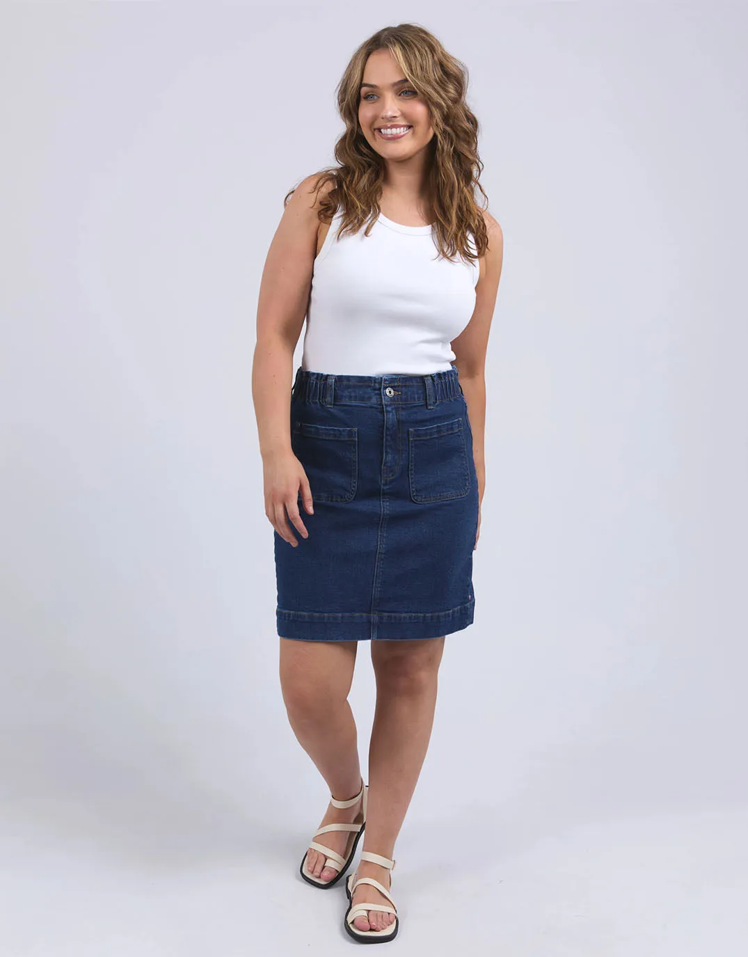 Lennox Denim Skirt - Dark Blue Wash sold by White & Co product image thumbnail 2