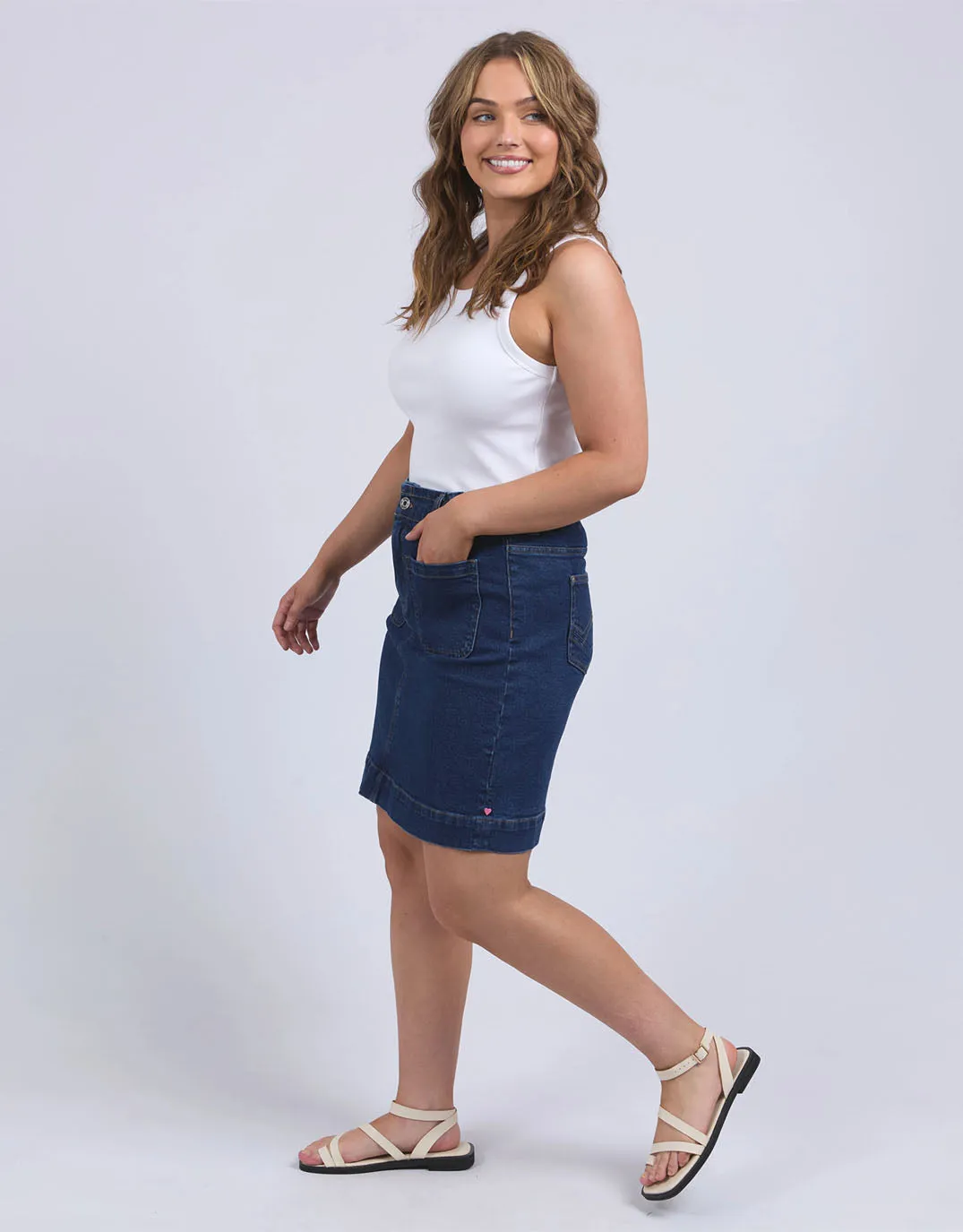 Lennox Denim Skirt - Dark Blue Wash sold by White & Co product image thumbnail 3