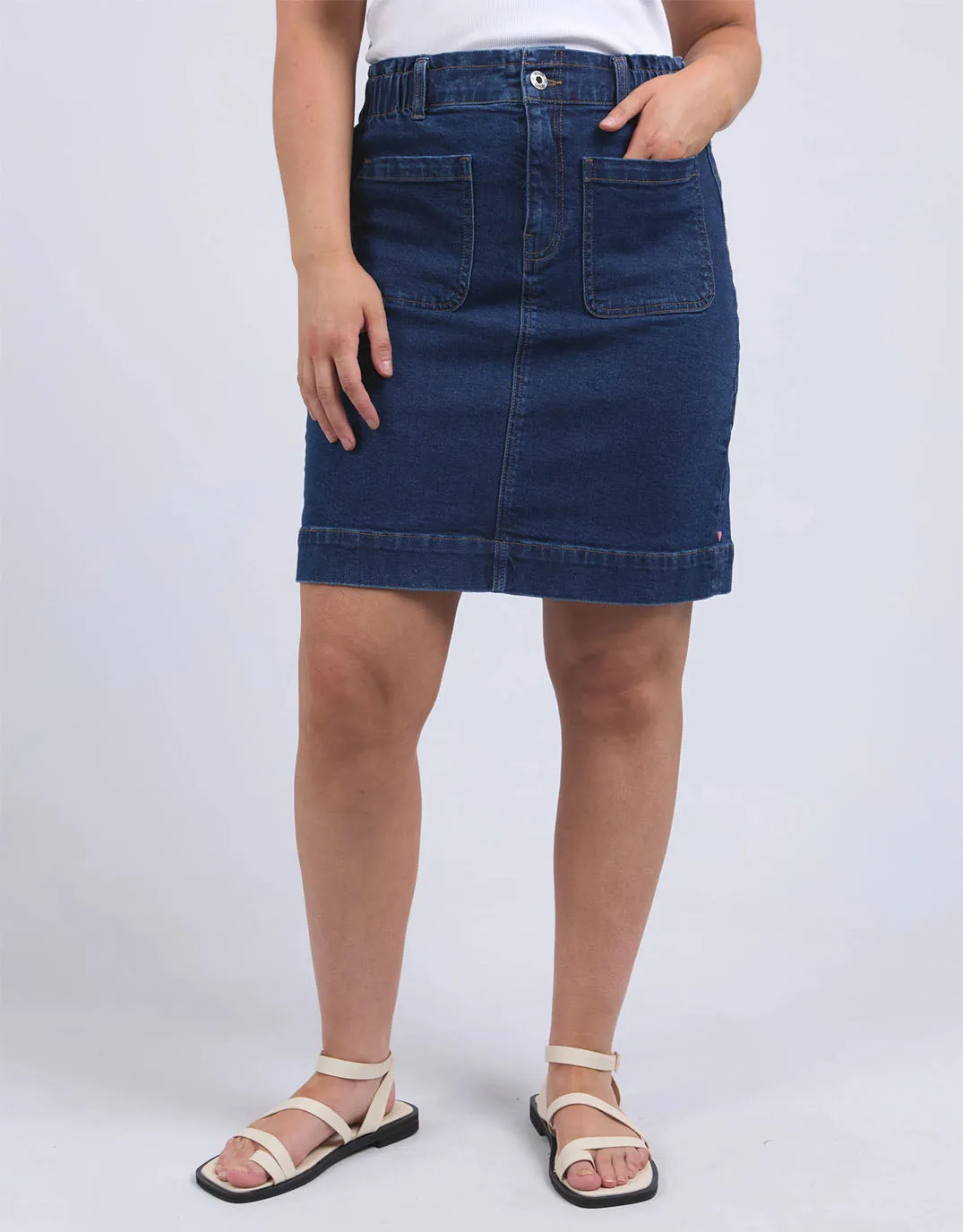 Lennox Denim Skirt - Dark Blue Wash sold by White & Co