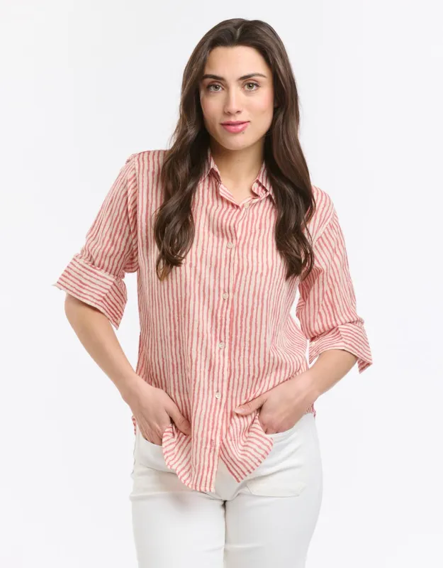 Collins Shirt - Red Stripe sold by White & Co