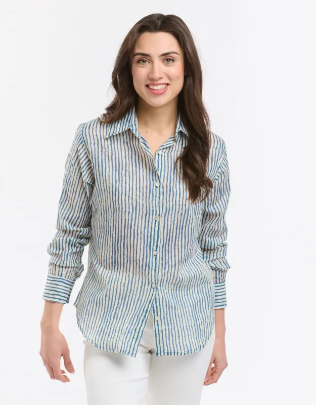 Collins Shirt - Blue Stripe sold by White & Co