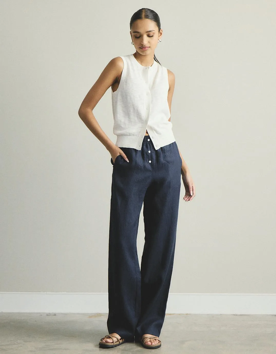 Kyra Button Tank - White sold by White & Co product image thumbnail 2