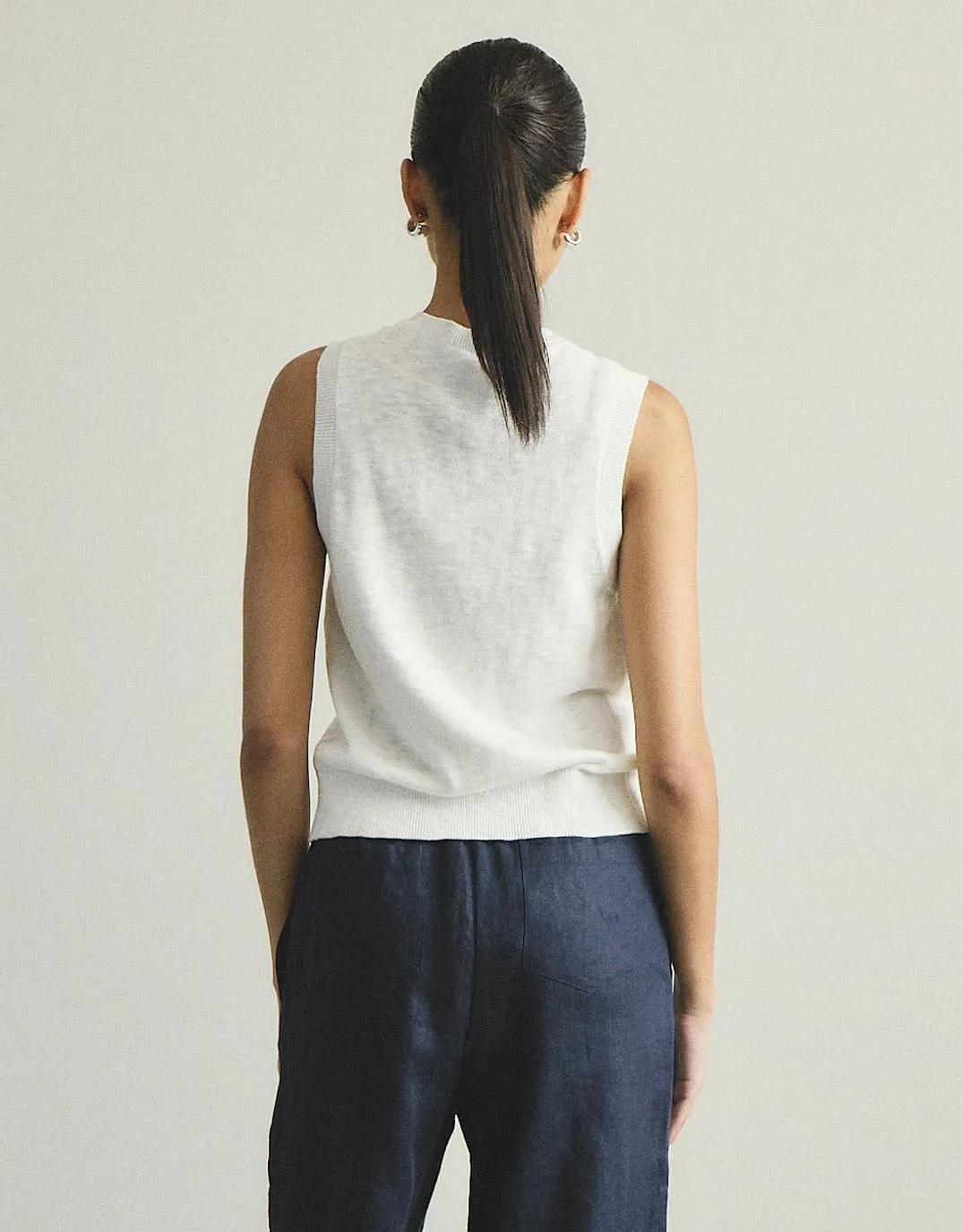 Kyra Button Tank - White sold by White & Co product image thumbnail 5
