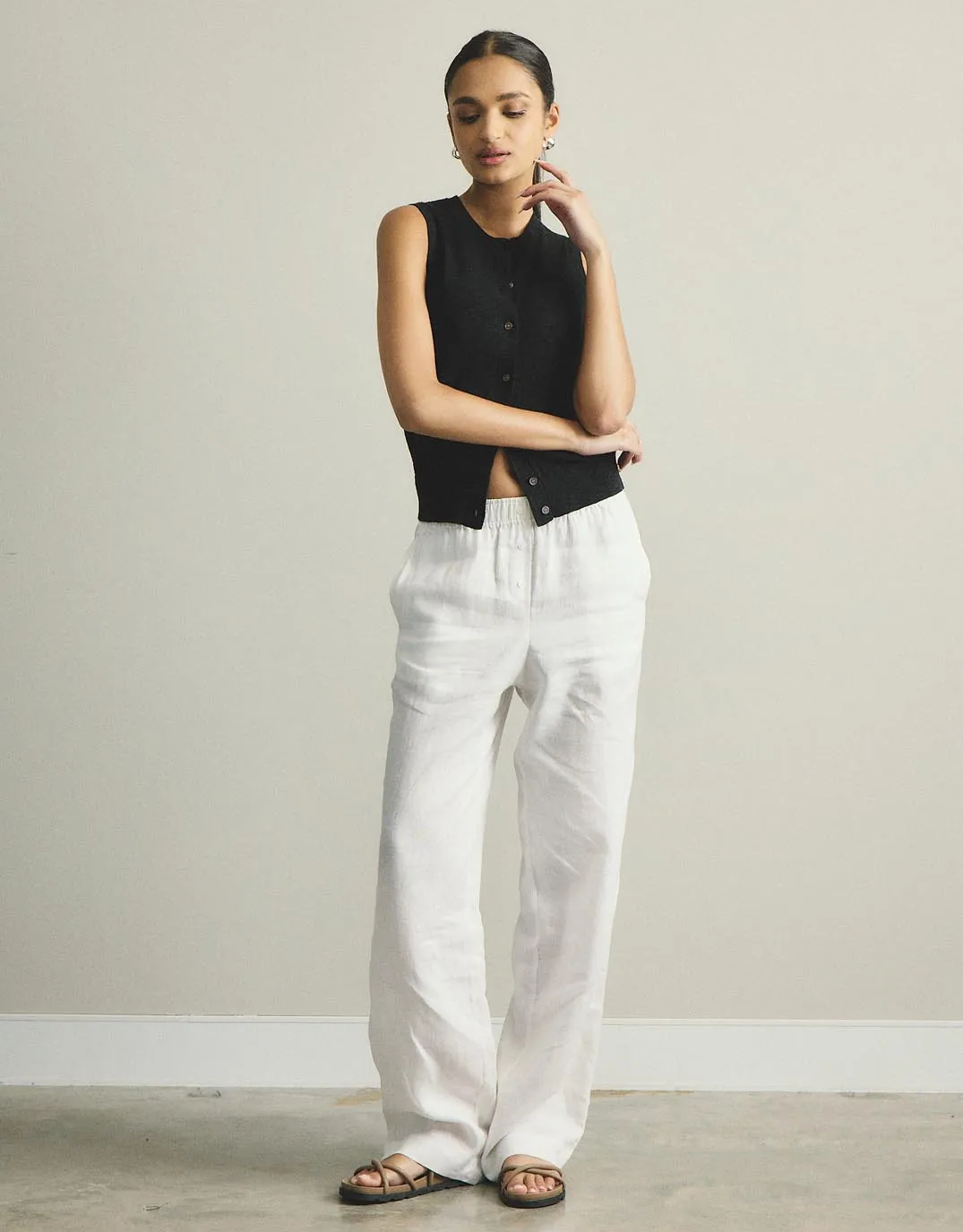 Kyra Button Tank - Black sold by White & Co product image thumbnail 2