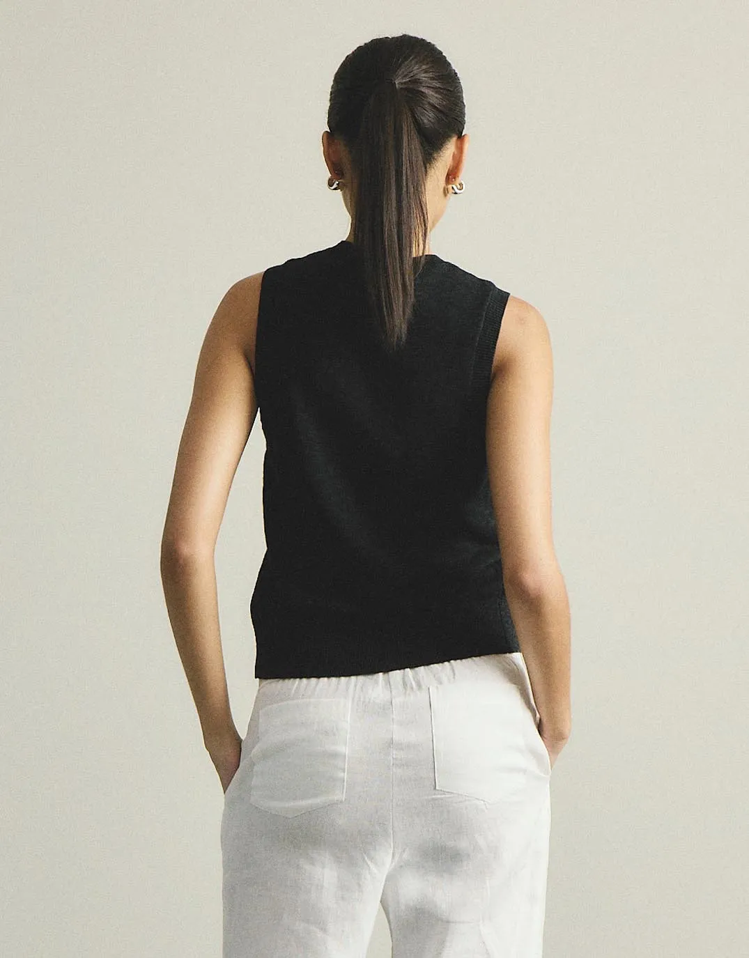 Kyra Button Tank - Black sold by White & Co product image thumbnail 5