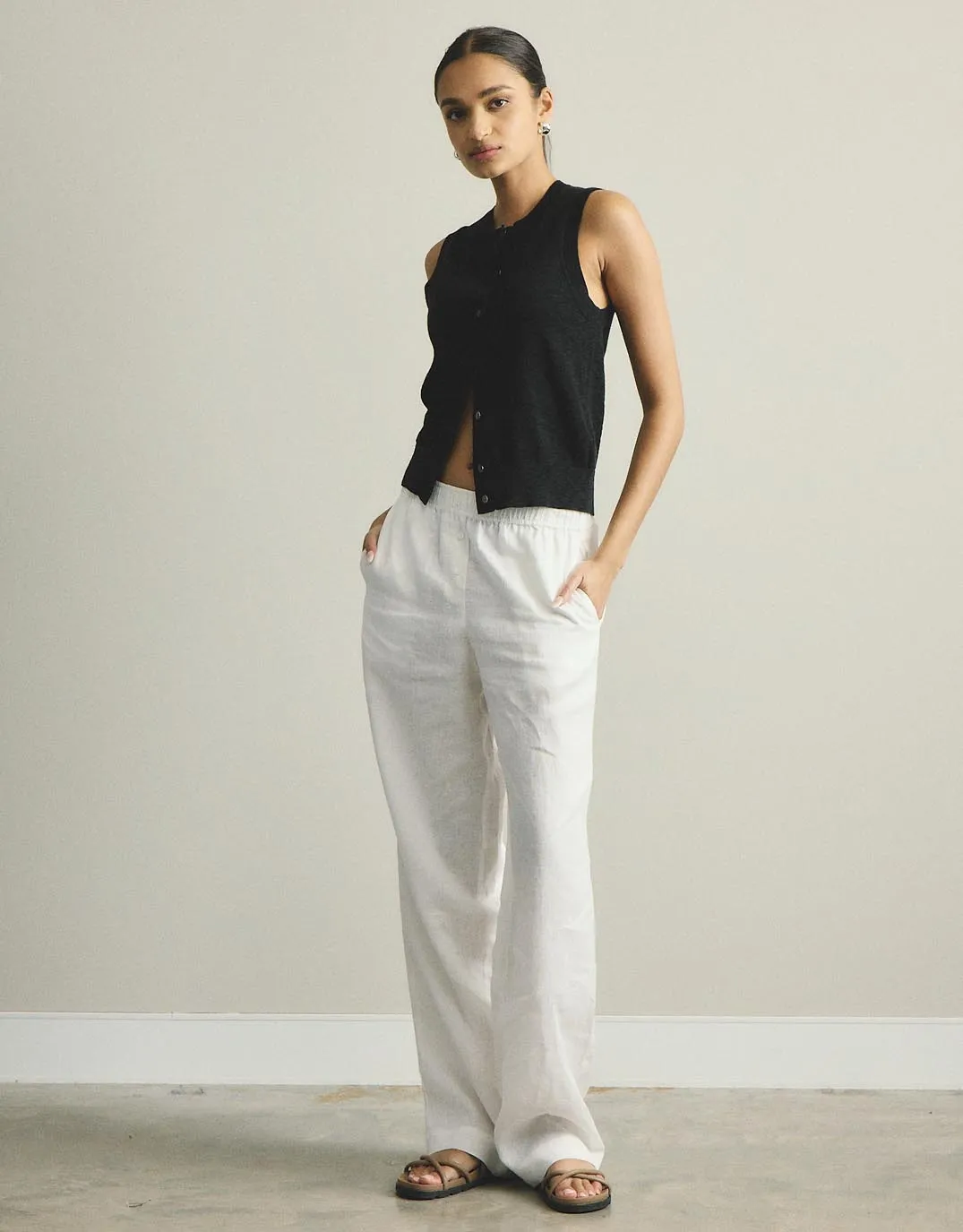 Kyra Button Tank - Black sold by White & Co product image thumbnail 3