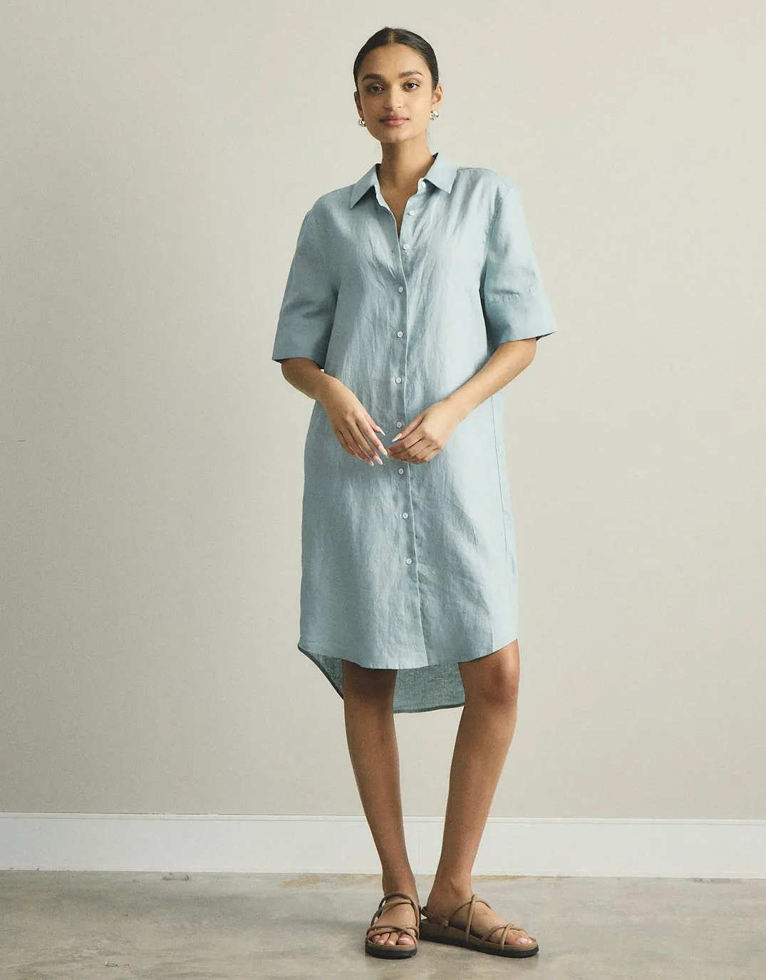 Hettie Linen Shirt Dress - Sage sold by White & Co product image thumbnail 3