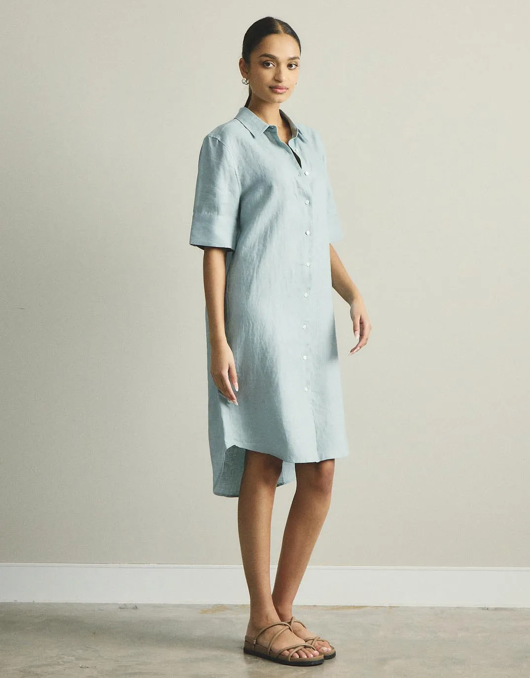 Hettie Linen Shirt Dress - Sage sold by White & Co product image thumbnail 2