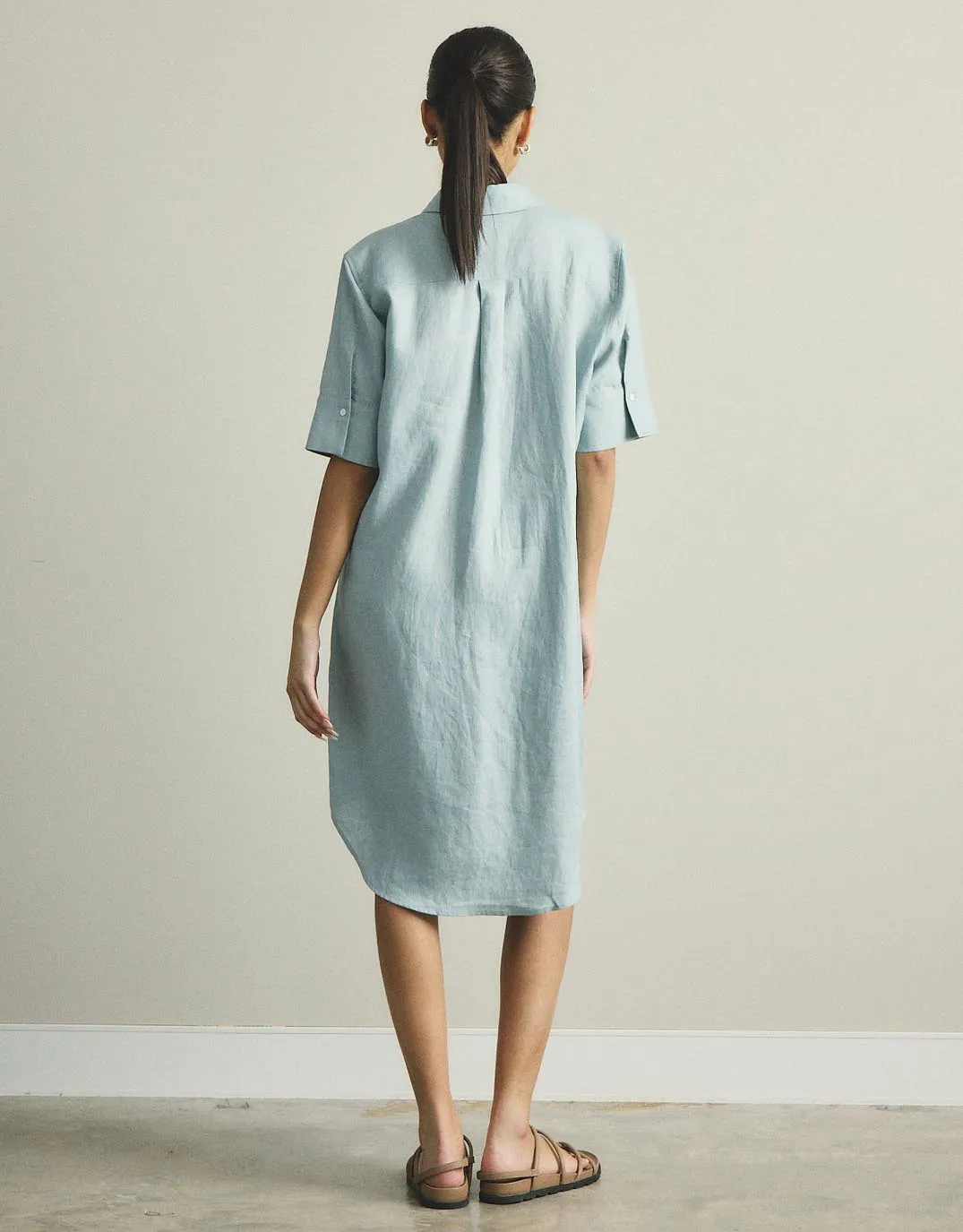 Hettie Linen Shirt Dress - Sage sold by White & Co product image thumbnail 5