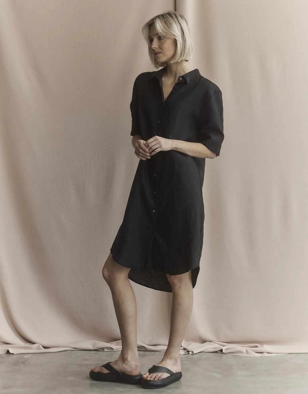 Hettie Linen Shirt Dress - Black sold by White & Co product image thumbnail 2
