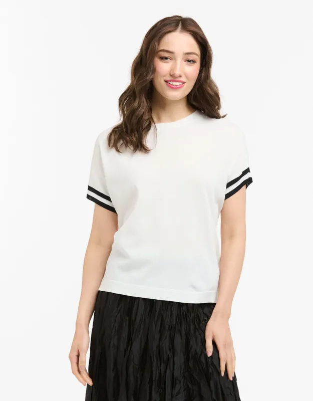 Knit Top Stripe Cuff - White sold by White & Co