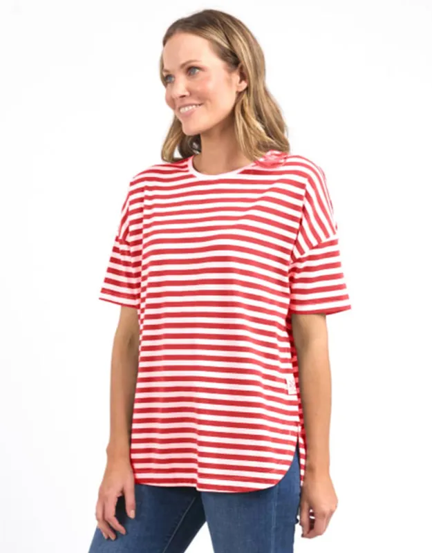 Lauren Short Sleeve Tee - Cayenne Stripe sold by White & Co