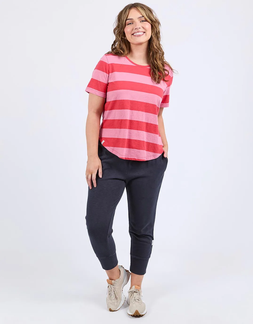 Spritz Stripe Short Sleeve Tee - Cayenne & Chateau Rose Stripe sold by White & Co product image thumbnail 3