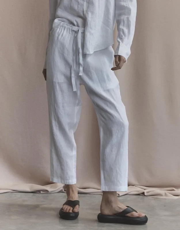 Abigail Linen Pant - White sold by White & Co