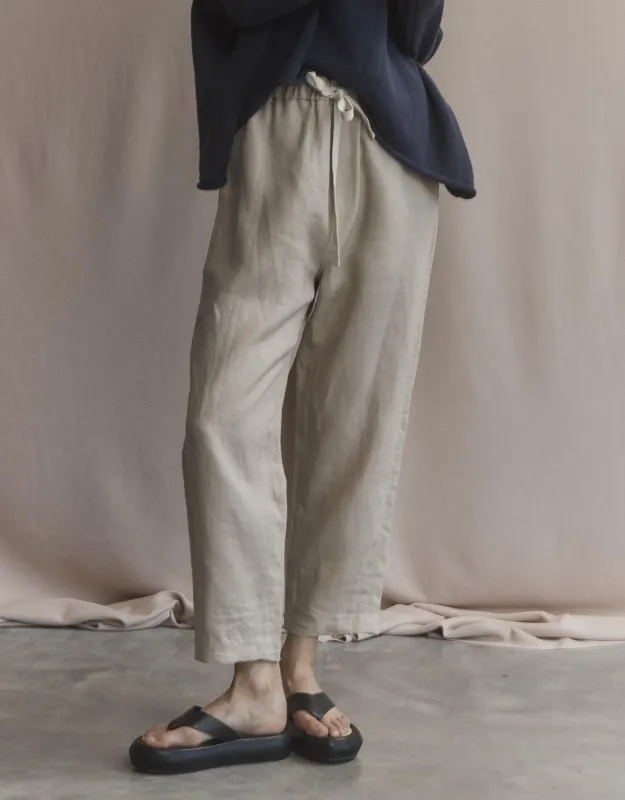 Abigail Linen Pant - Oatmeal sold by White & Co