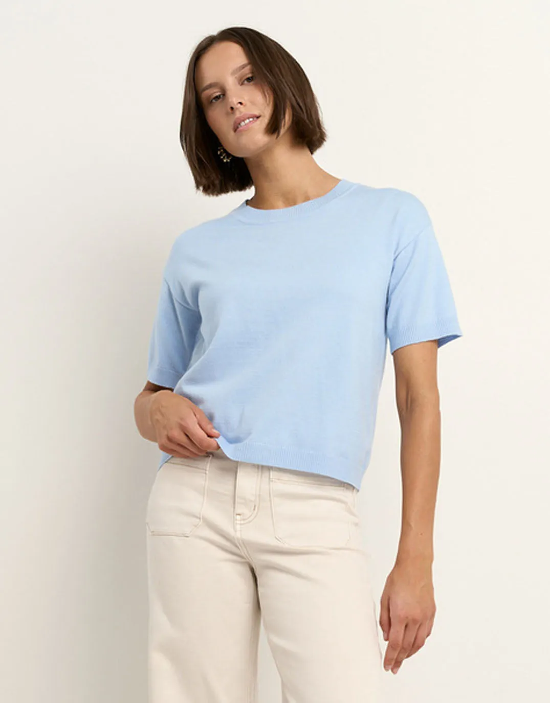 Precise Knitted Tee - Sky Blue sold by White & Co