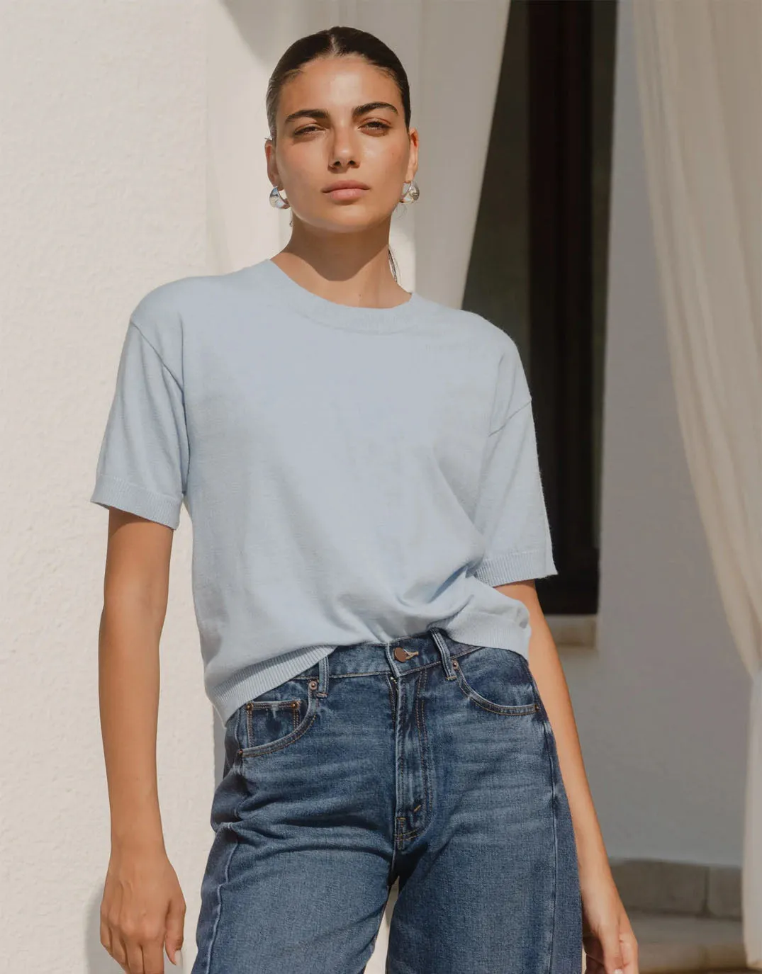 Precise Knitted Tee - Sky Blue sold by White & Co product image thumbnail 2