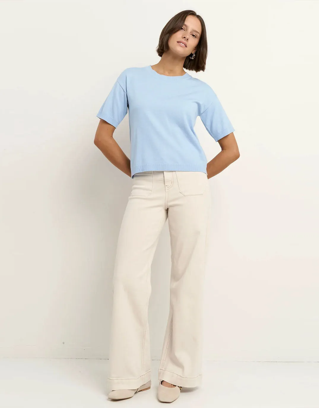 Precise Knitted Tee - Sky Blue sold by White & Co product image thumbnail 3