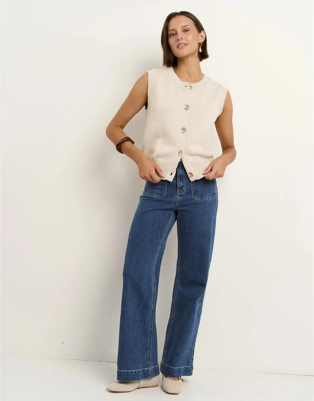 Trait Crewneck Knitted Vest Top - Ivory sold by White & Co product image thumbnail 2