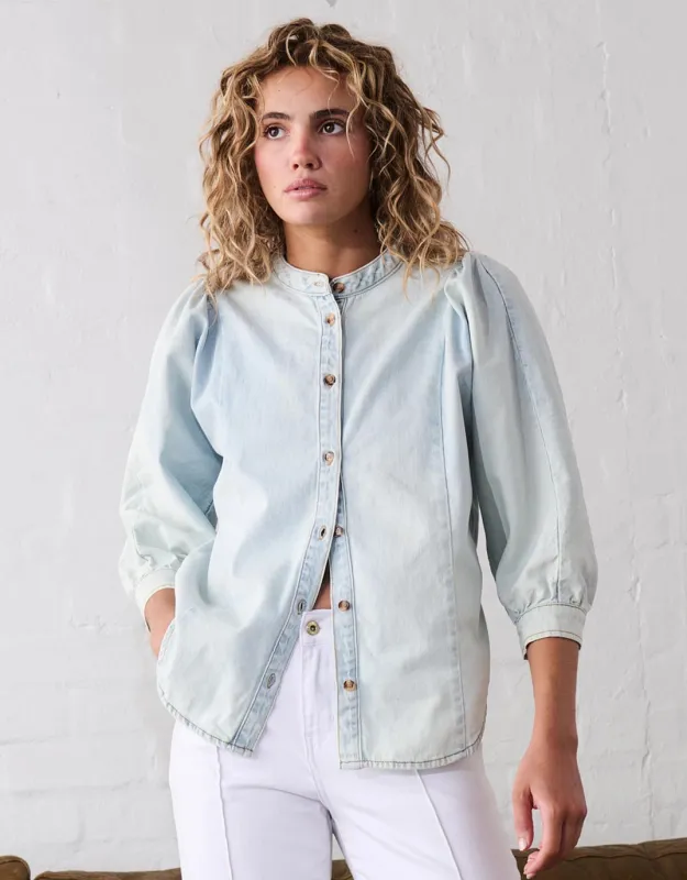 Gabriella Shirt - Sky Blue sold by White & Co