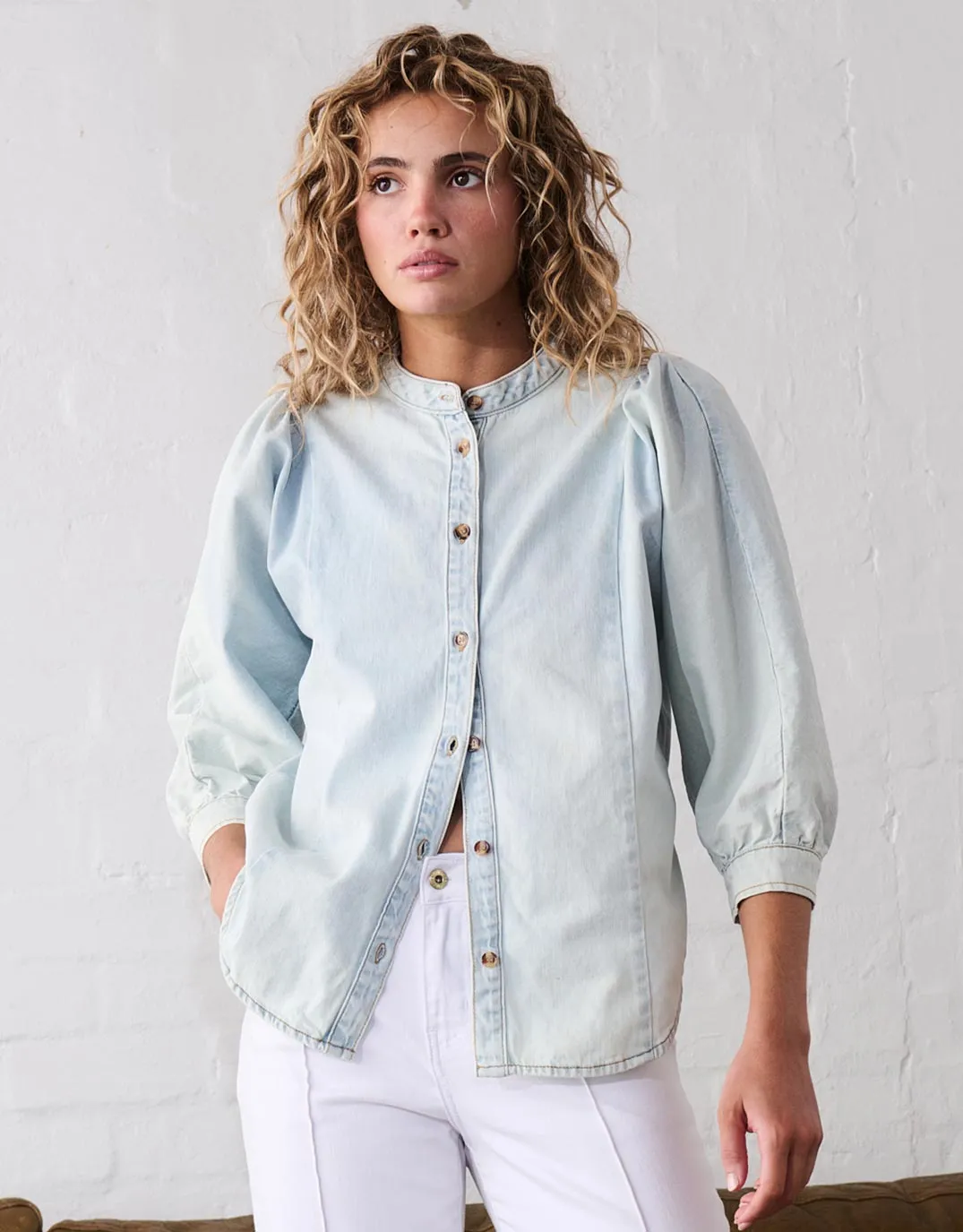Gabriella Shirt - Sky Blue sold by White & Co