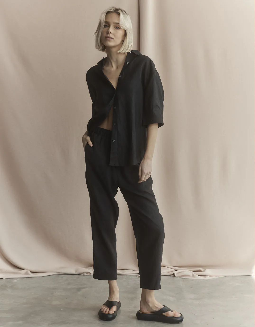 Katie Linen Shirt - Black sold by White & Co product image thumbnail 3