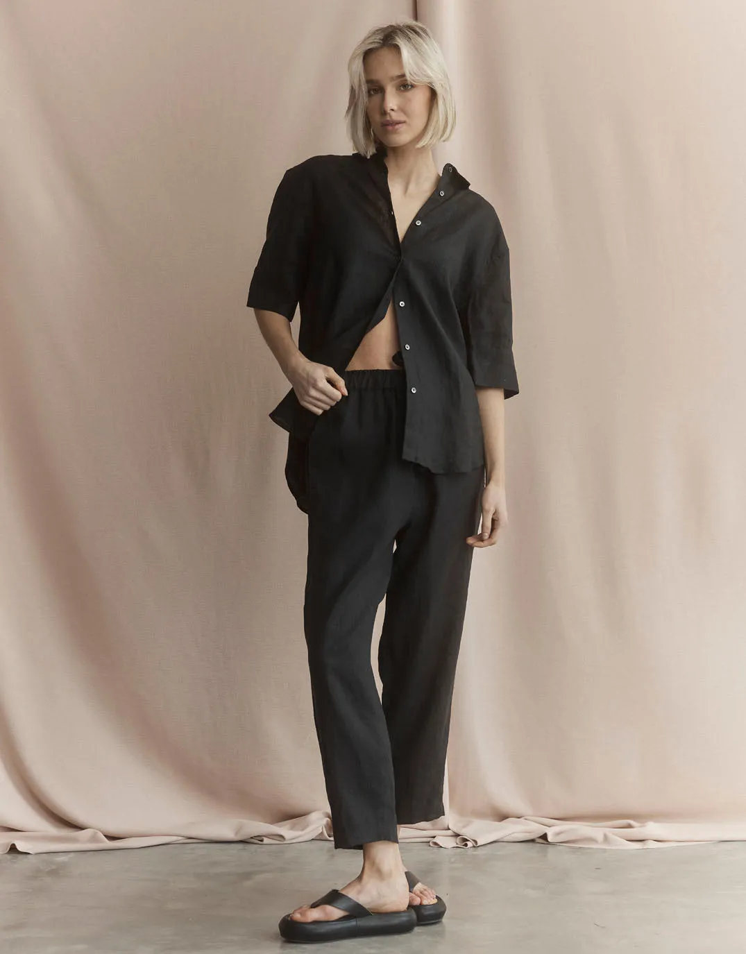 Katie Linen Shirt - Black sold by White & Co product image thumbnail 2