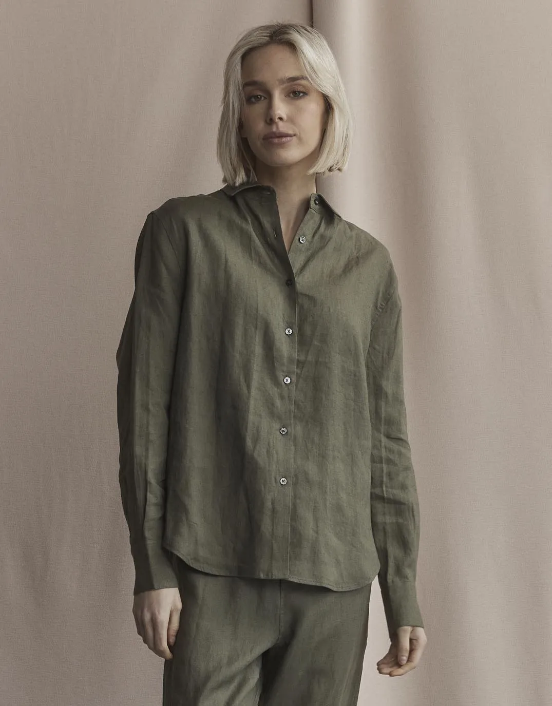 Katie Linen Shirt - Khaki sold by White & Co