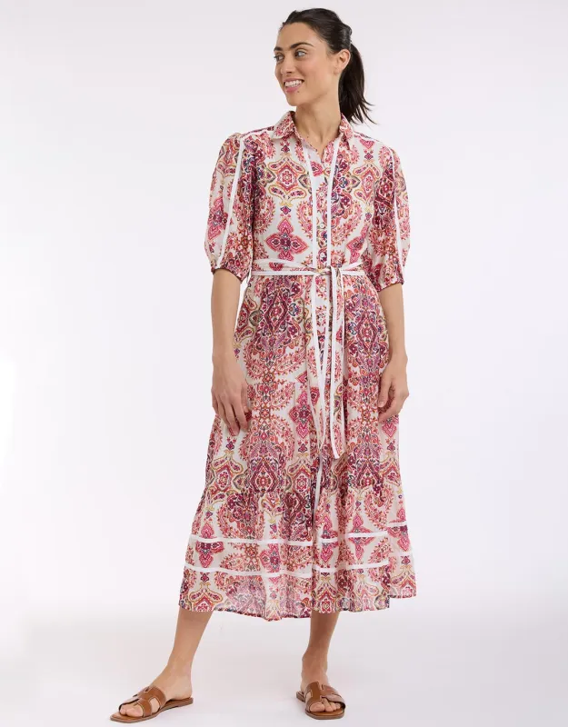 Paisley Midi Trim Dress - Paisley Print sold by White & Co