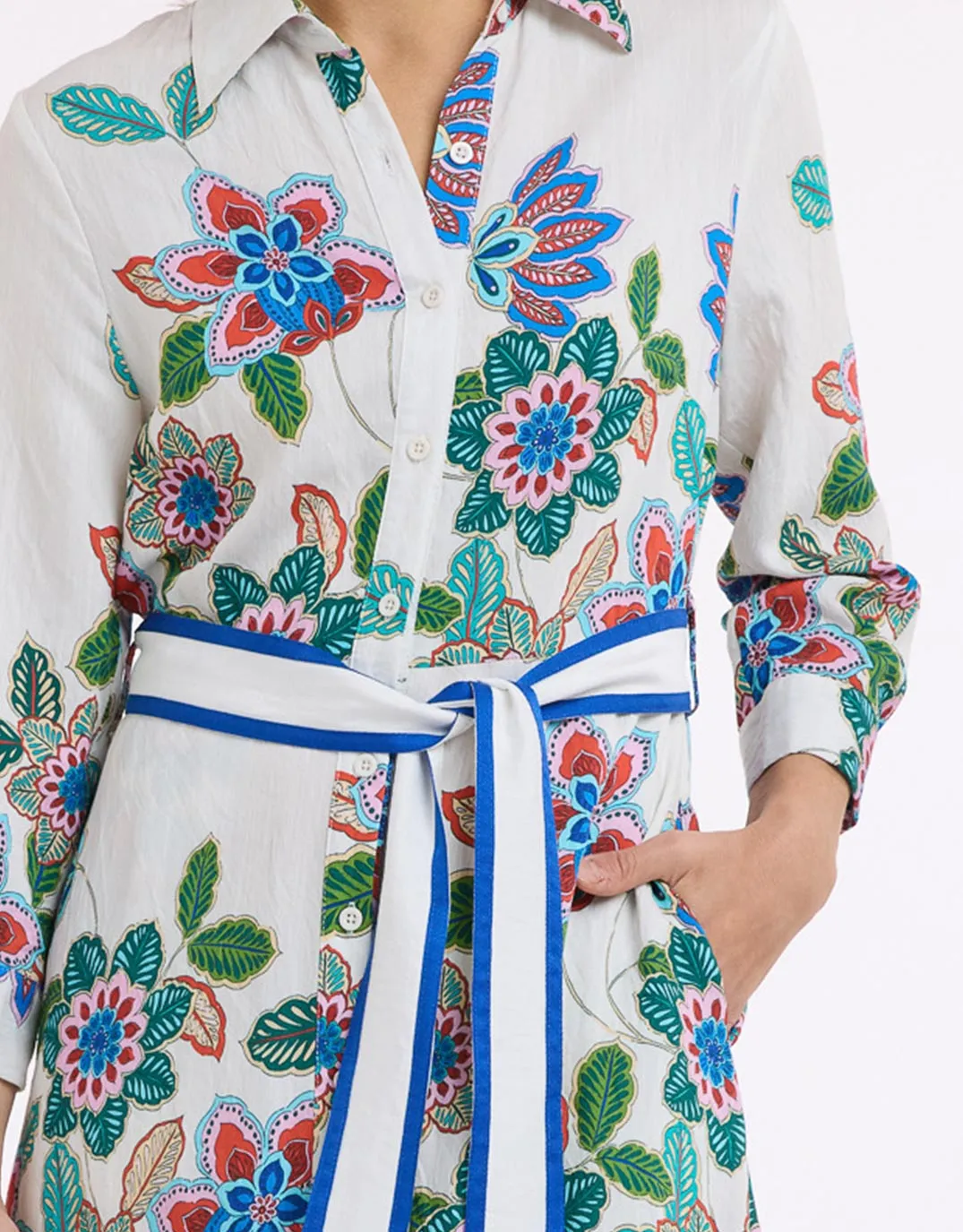 Mykonos Dress - White/Blue Print sold by White & Co product image thumbnail 2